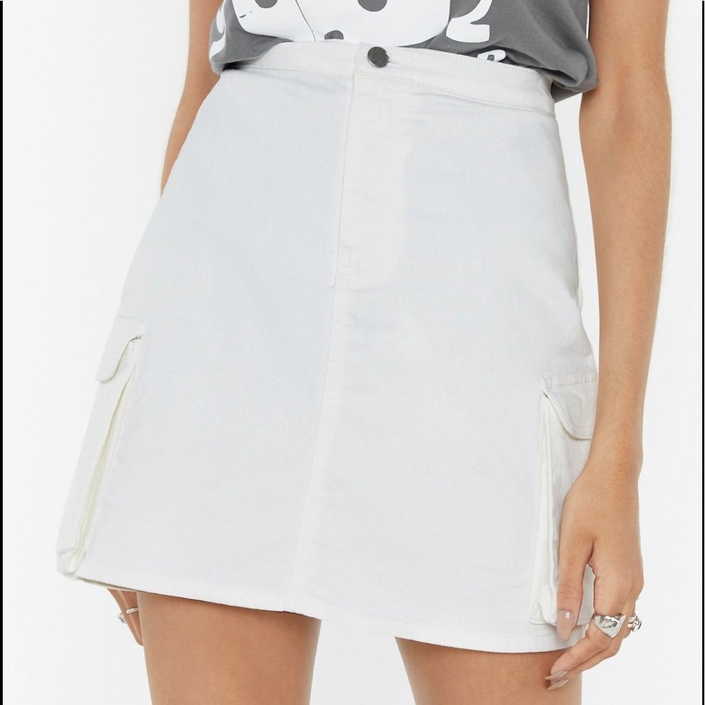 Denim Cargo Mini Skirt White Nasty Gal